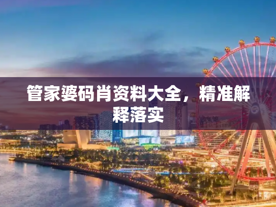 管家婆码肖资料大全，精准解释落实